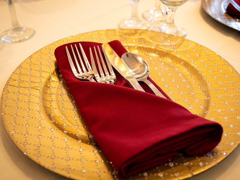 Hotel Piccadilly Regency Ballroom Plate with Napkin and Cutlery